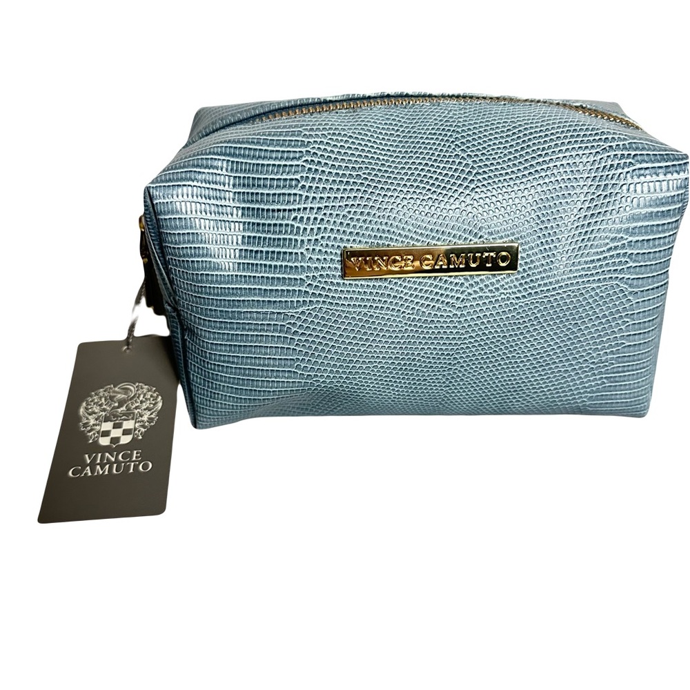 Vince Camuto Metallic Blue Cosmetic Bag
